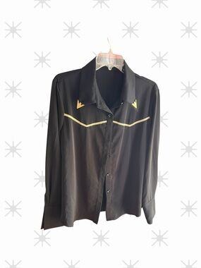 SHEIN BIZCHIC black gold trim fold up one-button cuffs Sz XL (U.S. 12)